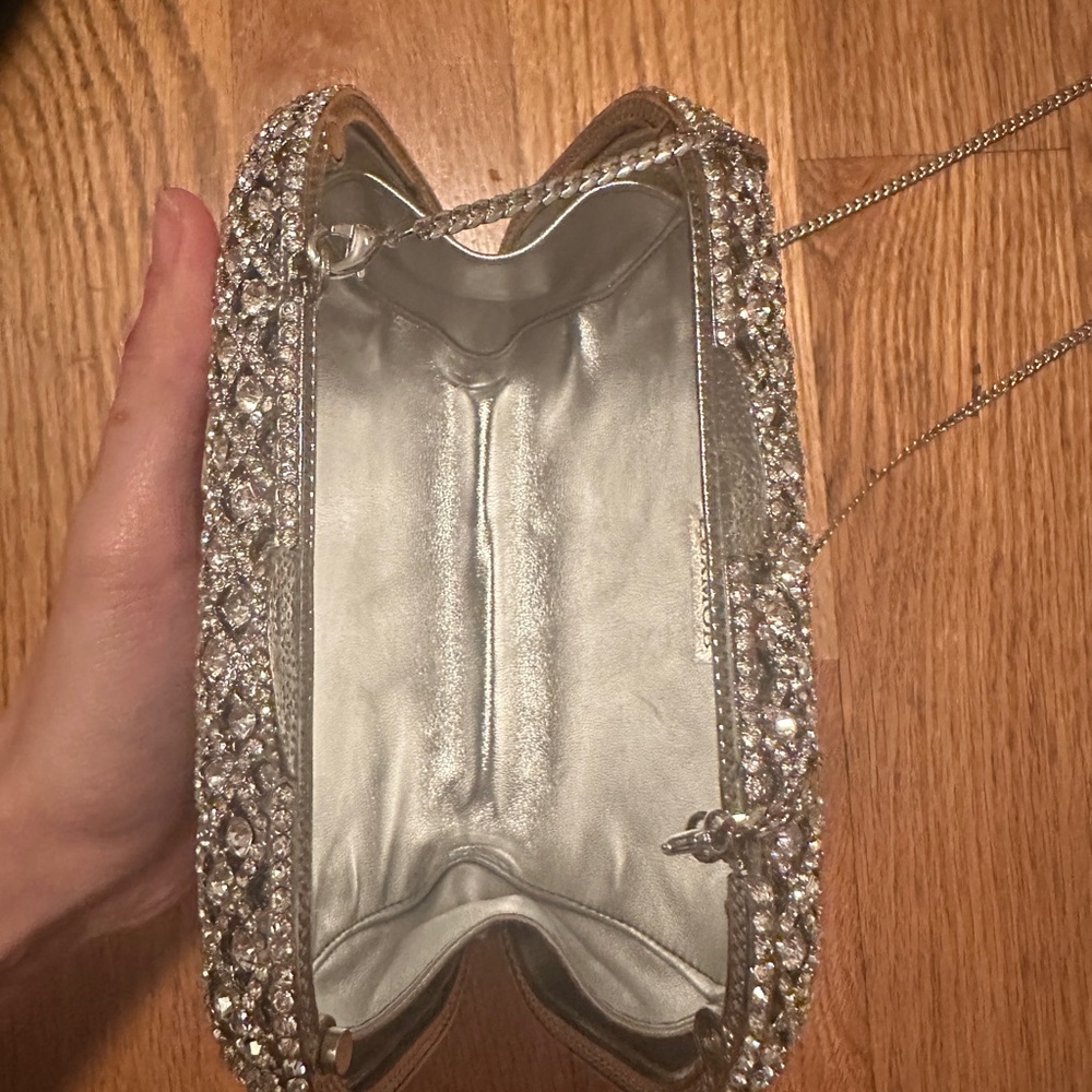 Lux Mob Crystal Embellished Silver Evening Clutch - Picture 5 of 6